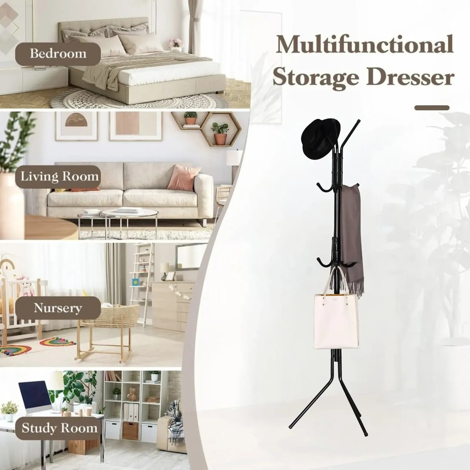 Metal Coat R Rack CARLA HOME Metal Coat Rack Stand - 12 Hook Clothes Hanger - Black ...