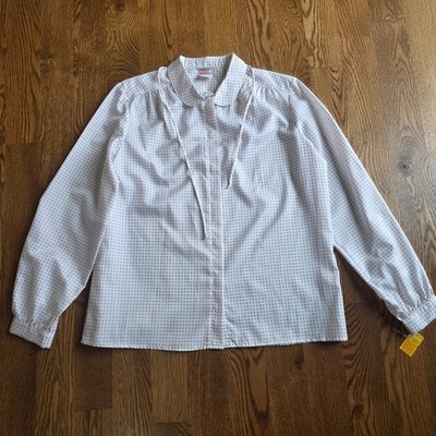 Dana Point California Vintage Polka Dot Blouse Size 18 Button Up Long Sleeve
