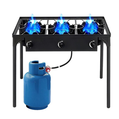 #ad 3 Burner Propane Camping Stove 225000 BTU High Pressure Gas Stove $247.99