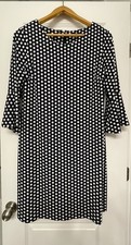 Tommy Hilfiger Dress Womens 14 Navy Polka Dot Bell Sleeve Shift Knee Length