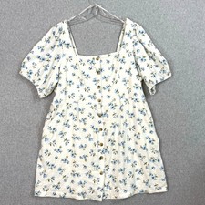 Old Navy Floral Linen Puff Sleeve Dress Size XXL Cottagecore Milkmaid Mini NWT