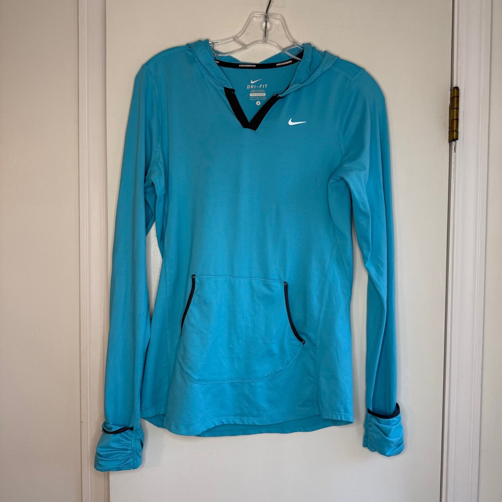 Nike Running Dri-FIT Hoodie Long Sleeve Top Thumb Holes Blue Size S