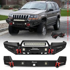 For Jeep Grand Cherokee Wj 1999-2004 Frontrear Bumper D-rings Winch Plate Black