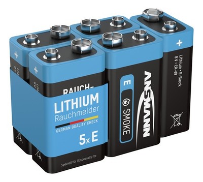 5 Stück ANSMANN 10-Jahres Longlife Batterie für Rauchmelder Lithium extra Power