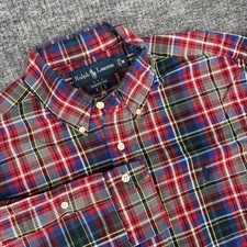 Vtg Polo Ralph Lauren 'Classic Fit' Red Plaid Button-Down Shirt - Size Medium
