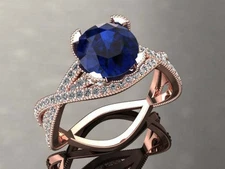 2.3ct Natural Sapphire Infinity Split Band Cocktail Ring 14k Rose Gold Plated
