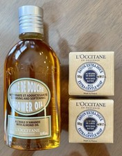 L'Occitane Almond Cleansing  Soothing Shower Oil 250ml And 2 Extra-Gentle Soaps