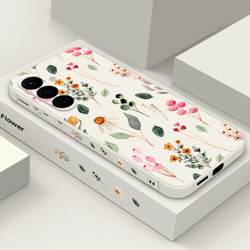 Phone Case For Samsung S25 S24 FE S23 Ultra A55 A15 Flower ShockProof Slim Cover