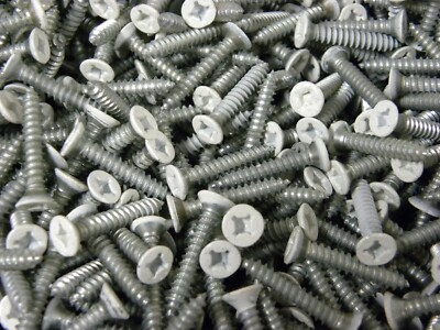 100 Pcs - #8 x 1'' Phillips Flat Head Sheet Metal Screws Zinc Painted White Head