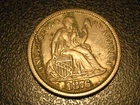 1876-CC 90 % Silver  Seated Liberty Dime XF