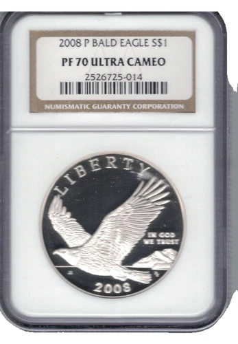 2008 P  BALD EAGLE  $1 COMMEMORATIVE  PF70 ULTRA CAMEO  GRADED BY NGC