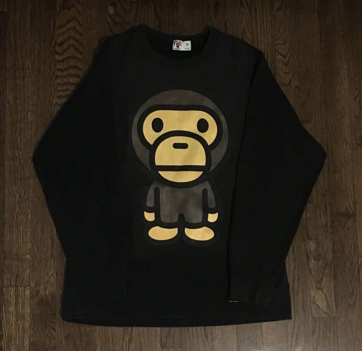 A Bathing Ape Bape Baby Milo Logo Crew Neck Sweatshirt Medium Black