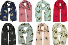 Pug Dog Animal Print Ladies Fashion Scarf Wrap Scarves Large Size Soft & Warm