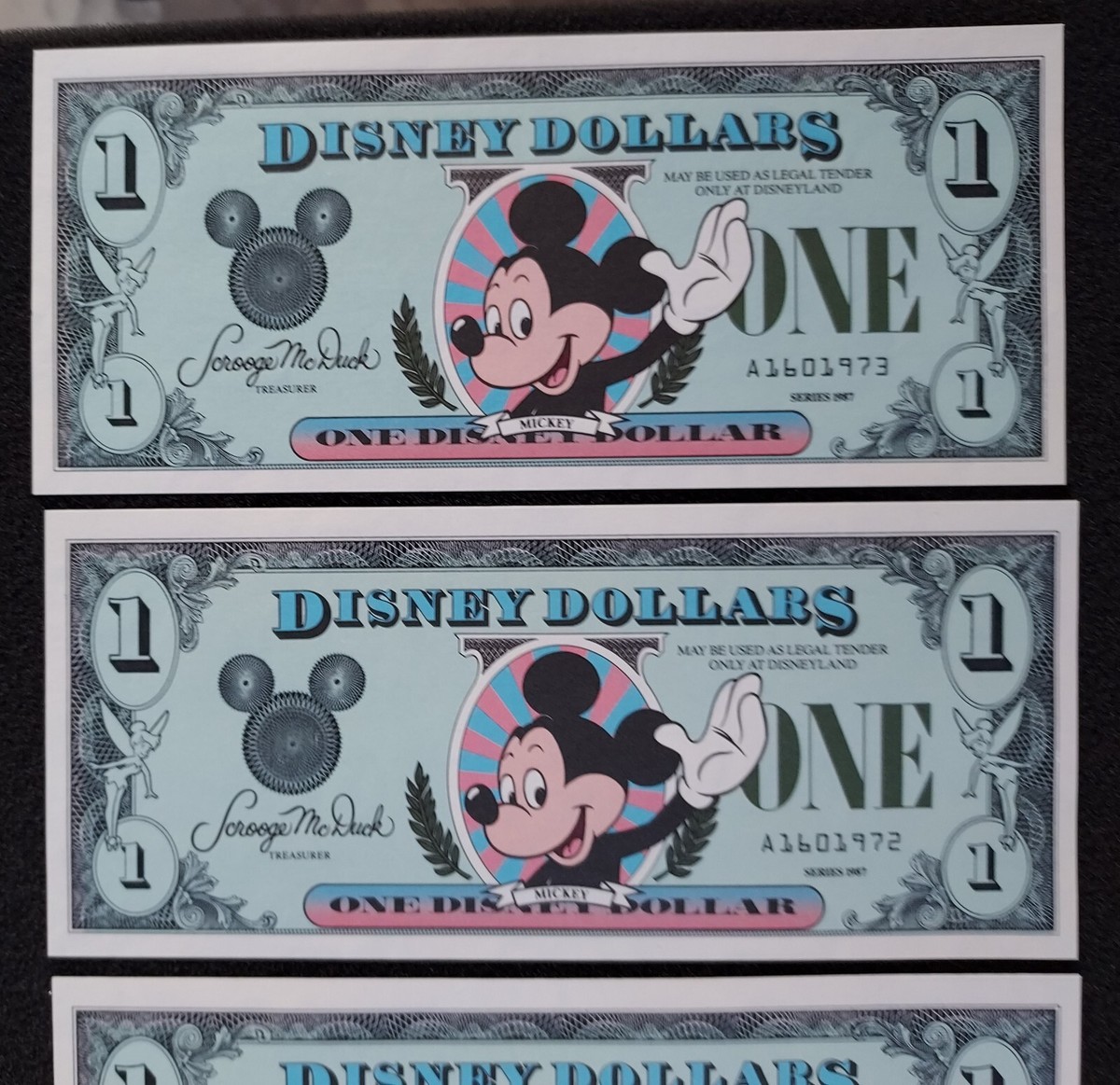 DISNEY DOLLARS ディズニーダラー　1990年、1991年 1991 SERIES Walt Disney World $1 ONE DOLLAR MICKEY MOUSE
