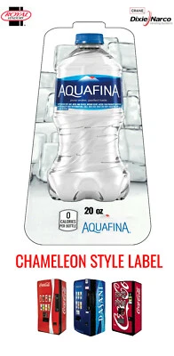 Royal Vendors Chameleon CUSTOM "Aquafina" 20 oz Bottle Vend Label/Flavor Strip