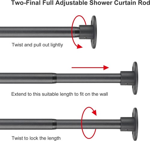 Bsbsbest Industrial Shower Curtain Rod, 29 to 49 Inch Black 1 Inch Diameter Show - Picture 4 of 11