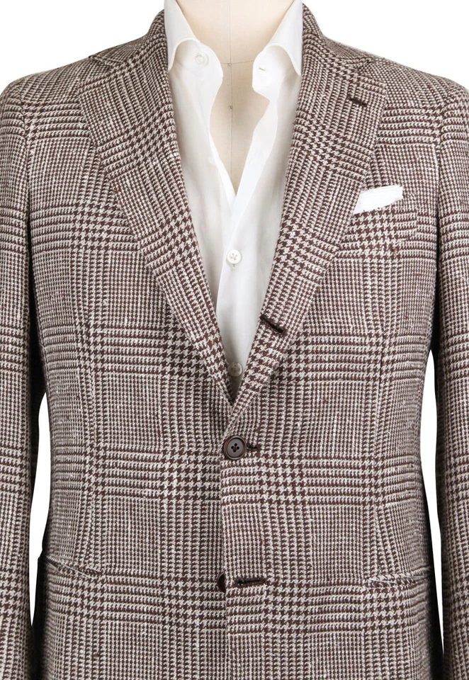 Abrigo deportivo a cuadros Luigi Borrelli marrón mezcla seda - (GU3B163160) Foto 2 de 4