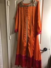 3 Piece Shalwar Kameez Pakistani/indian Silk Cape,Shameez And Dupatta Eid Outfit