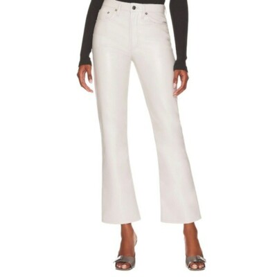 AGOLDE Pants Recycled Leather Boot Cut Pant in Wisp Gray / White Size 27 NWT