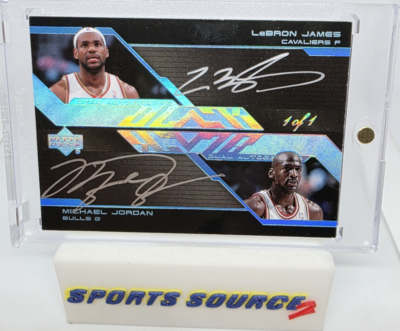 LEBRON JAMES MICHAEL JORDAN 2007 UD Black Dual AUTO Platinum True