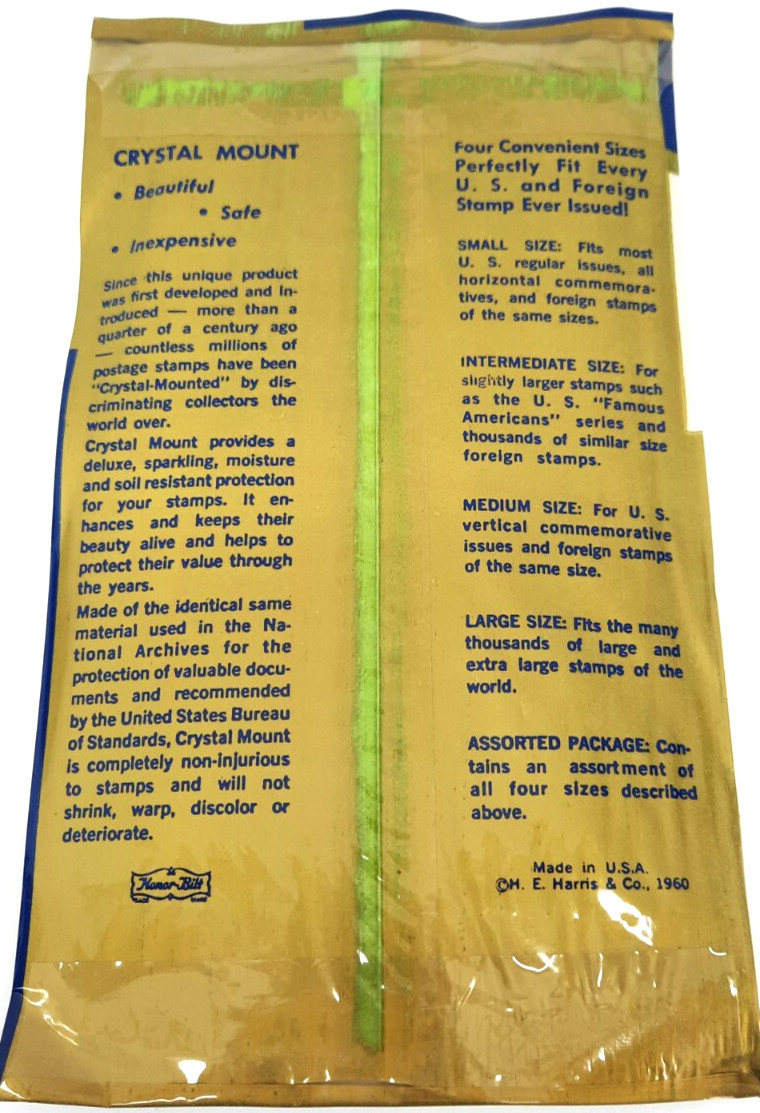 Lot Of 4 Unopened Packs Of  Cover Size Crystal Mount Stamp Mounts