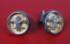 STUNNING FLEUR DE LIS MENS SILVER TONE CUFFLINKS WOW  