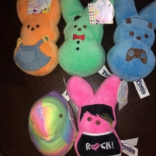 2024 Marshmallow Scented Peeps 6" Plush Easter Orange Tie Dye Green Pink Lot 5