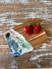 Ocean Waves Resin Wood Cutting Board Charcuterie Board Beach House Cheeseboard