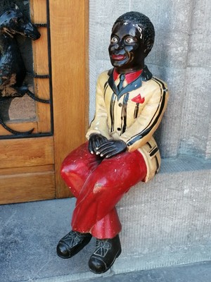 Big Rare Antique Carved Wood Statue Figure of a Black Man Dandy Butler Musician | eBay