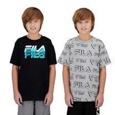 New Fila Youth 2-pack T-Shirts Black, Gray, White, Boy Activewear, Tee 1386434