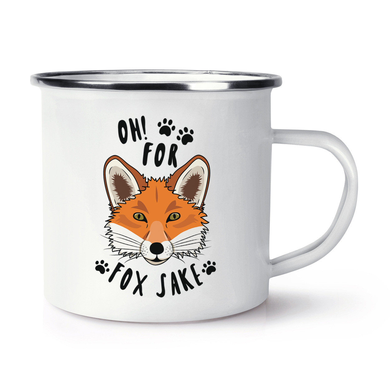 Oh For Fox Sake Retro Enamel Mug Cup - Funny Sake Joke Animal