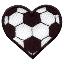 Soccer Ball Heart Embroidered Iron On Patch