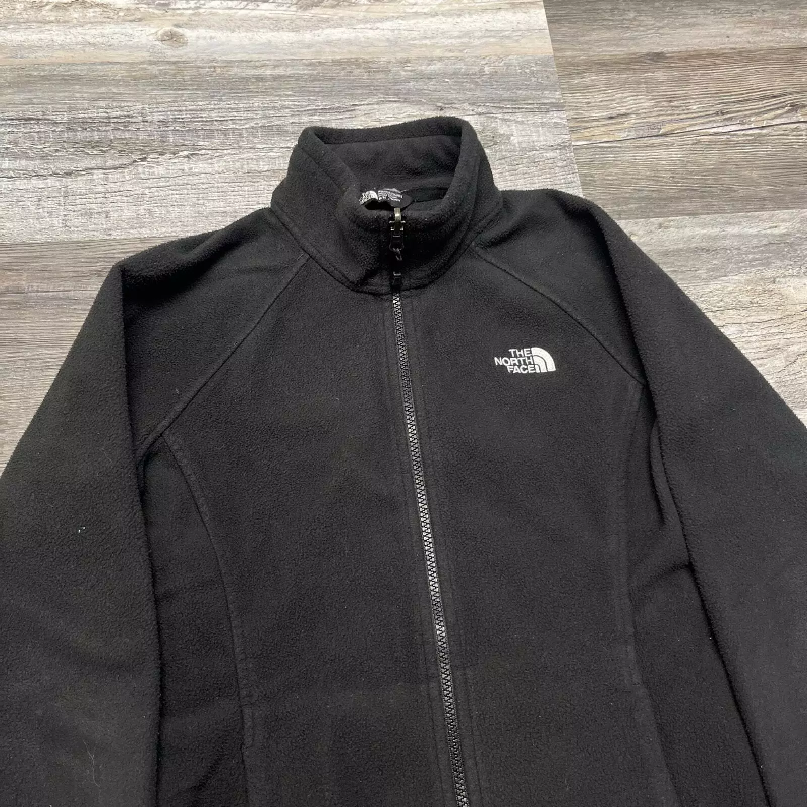 north-face fleece chest logo full zip plain jacket