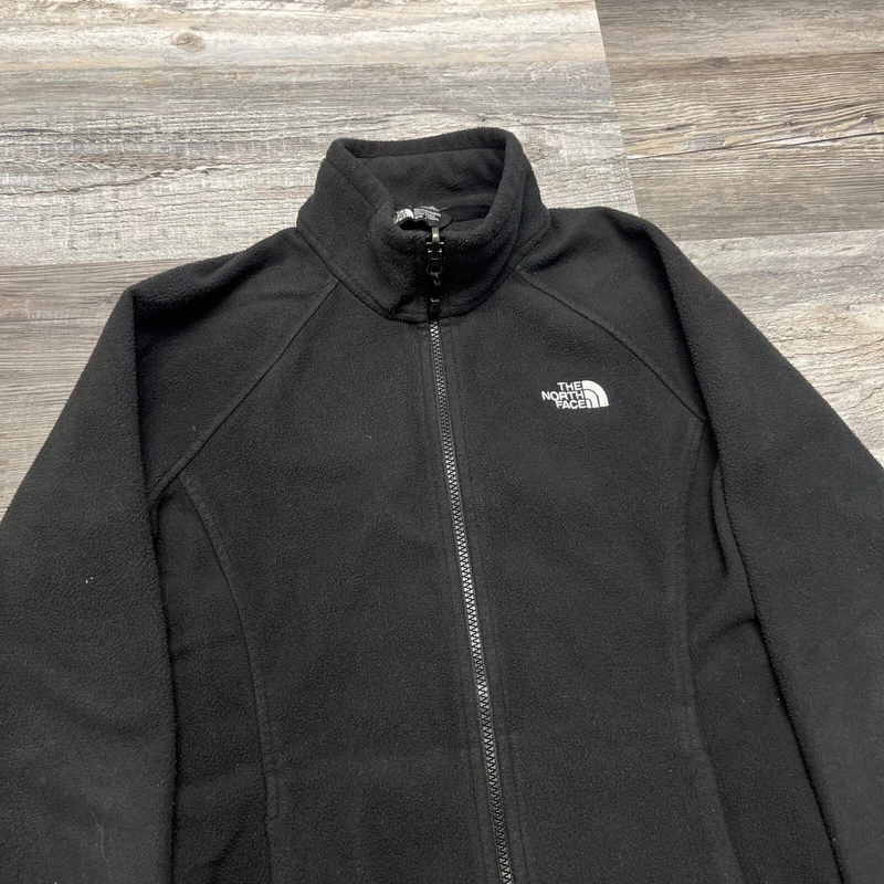 north-face fleece chest logo full zip plain jacket