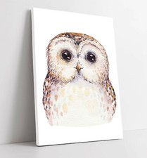 CUTE WATERCOLOUR BABY OWL, NURSERY -DEEP FRAMED CANVAS WALL ART PICTURE PRINT