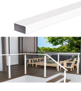 Muzata White Handrail Flat Rectangular Handrail 6'6" Minor Scuffs