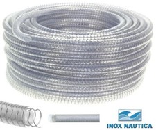 TUBO IN PVC TRASPARENTE ALIMENTARE ATOSSICO CON SPIRALE IN ACCIAIO - AL METRO