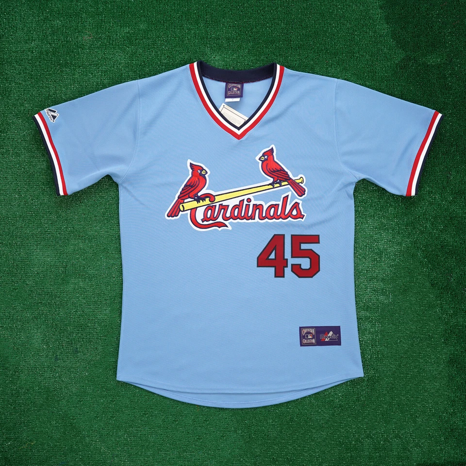 Bob Gibson signed 1980's St. Louis Cardinals Cooperstown Blue Away Jersey JSA - Image 2 of 4