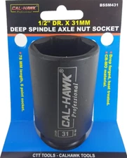 1/2" DR. x31 mm Deep Spindle Axle Nut Socket CR-MO Material 78 mm length 6 point