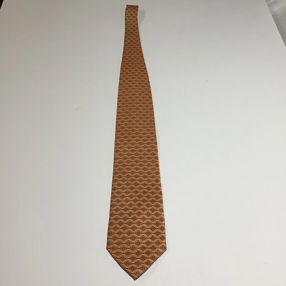 Corbata Romario Manzini Microfibra Poliéster Naranja Geométrica Ancha Foto 4 de 4