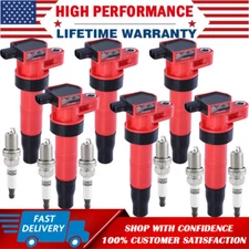 6 Pack Ignition Coil & Spark Plug For Hyundai Genesis Coupe Azera Kia 3.3L 3.8L