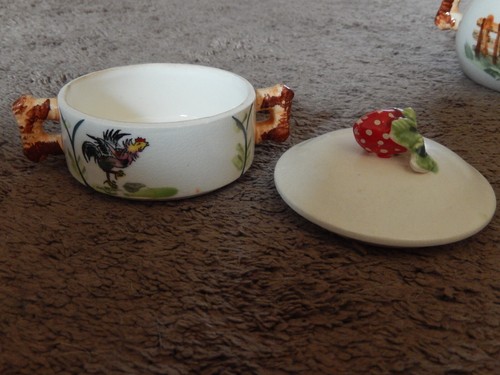Ceramic Stacking Tea Set For One, Roosters Teapot Creamer Cup Vintage UNIQUE - Picture 15 of 24