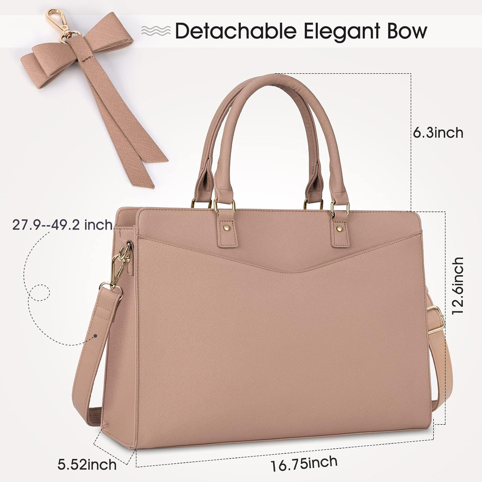 Laptop Bag for Women 15.6 Inch Waterproof PU Leather Tote Bag Business