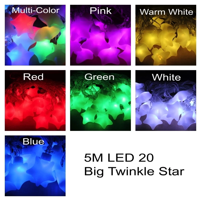 20 LED Rojo San Valentín Estrella Brillante Bebé Luz Guardería, Decoración Habitación Bebé Niño, Noche Foto 2 de 3