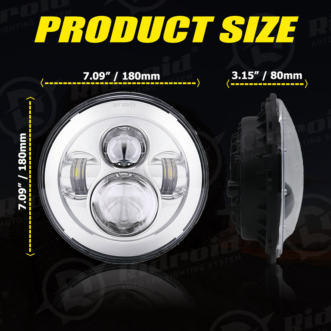 7" Inch LED Headlight Projector High/Low Chrome For Harley-Davidson Street Glide