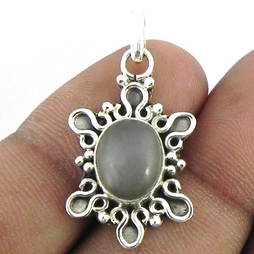 Collier Pendentif Triple Loups Hurlants En Argent Sterling 925 Avec Pierre De Lune - 46 Cm
