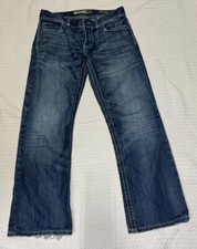 BKE Denim Justin 32R Medium Wash Jeans Thick Stitching SMALL HOLE BACK POCKET