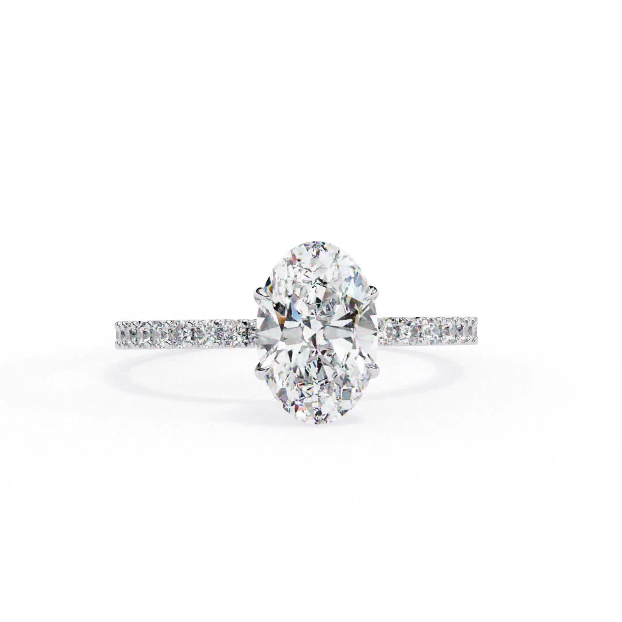 1.49 Ct Oval Lab Grown Diamond Ring IGI Certified 14k White Gold image-2
