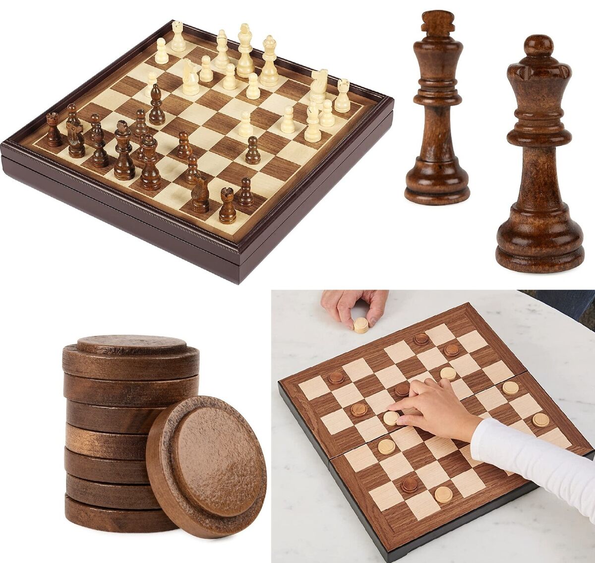 Legacy Deluxe Chess & Checkers Set, Classic Two Player Game Includes  Folding Board with Solid Wood Playing Pieces, for Kids and Adults Ages 8  and up : Toys & Games 