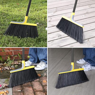 4 Pack Floor Cleaning Broom with 58  Long Handle, Heavy Duty Commercial Broom